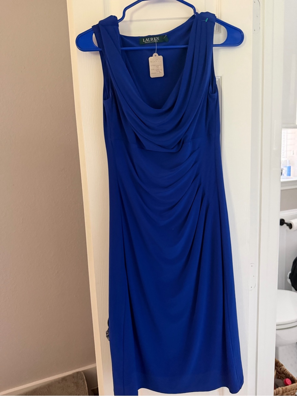 LAUREN Ralph Lauren Royal Blue Draped Sheath Dress